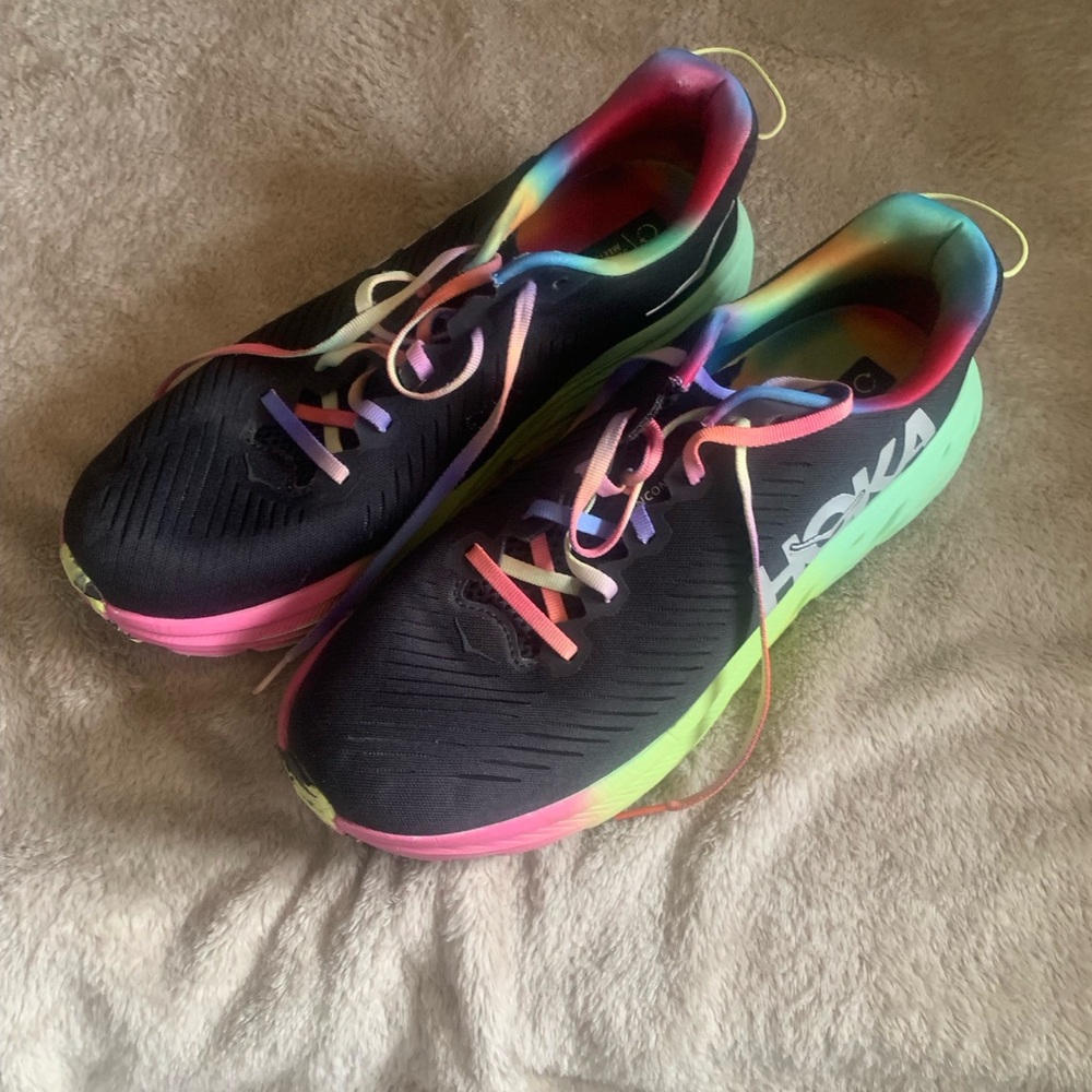 Hoka Black and Multicolor Athletic Shoes